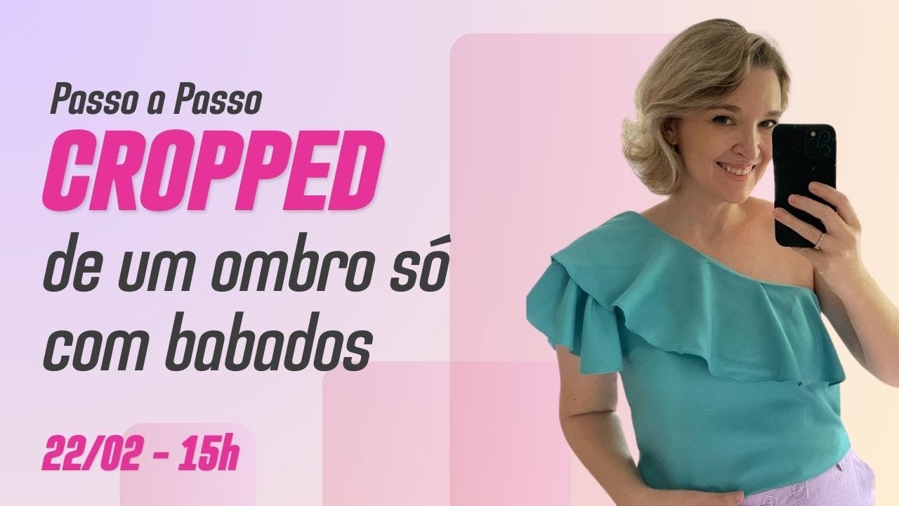Cropped com um ombro só com babados  |  Série de Blusas Femininas - Escola de Costurar