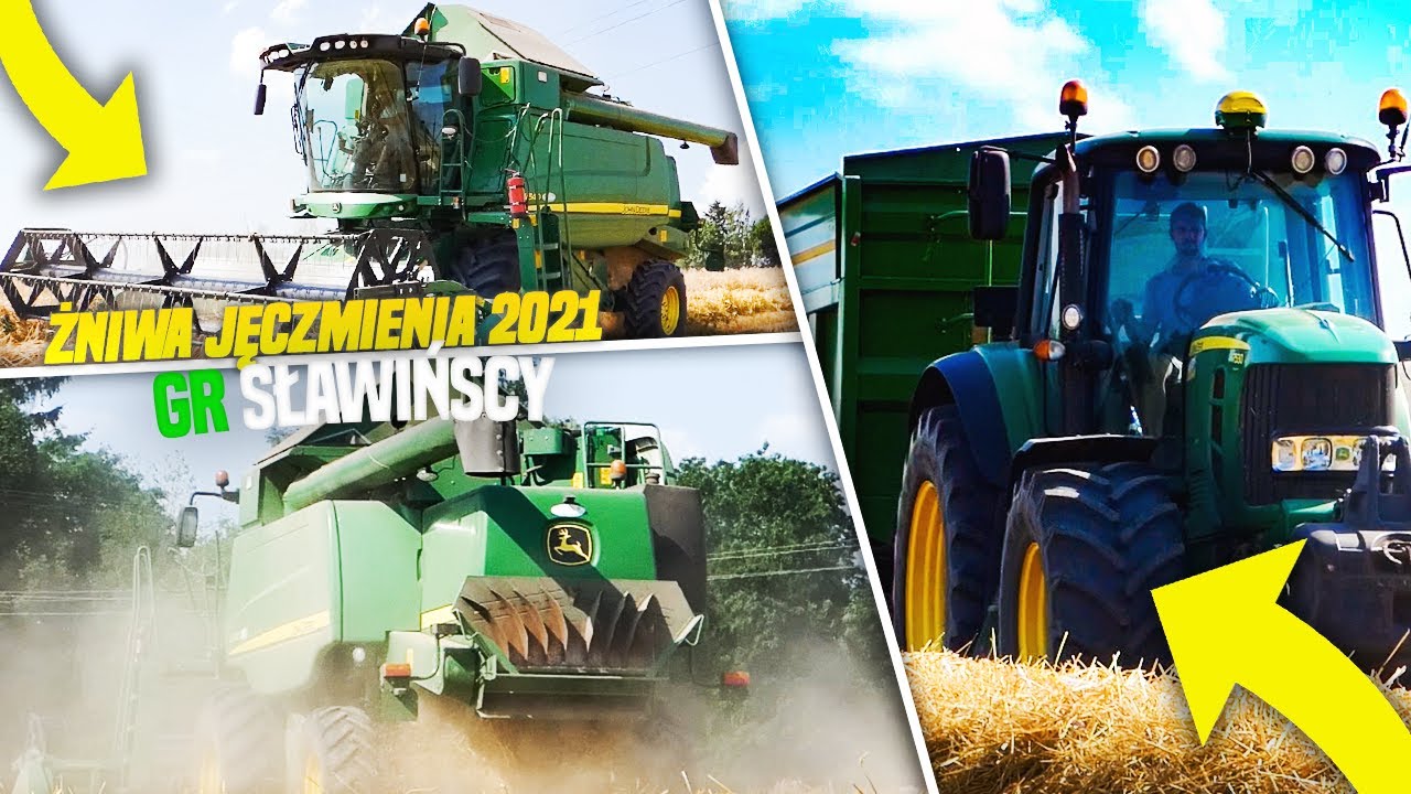 🌾ŻNIWA JĘCZMIENIA 2021🌾☆  JOHN DEERE W540 & JOHN DEERE 7530 Premium ☆GR.SŁAWIŃSCY™☆