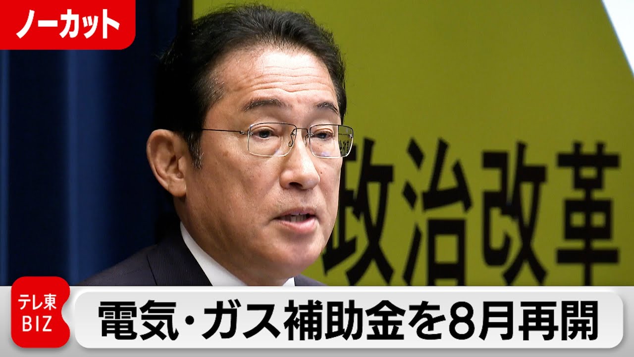 電気・ガス料金補助 8月から3カ月間 追加実施発表／岸田総理 記者会見