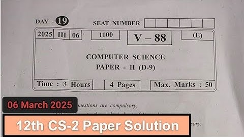 HSC Maharashtra Board Computer Science (CS 2) Paper 2 Answer key 2025 @Tropical_Science