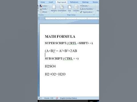 How to use formula Superscript || Subscript in MS WORD. #shorts - YouTube