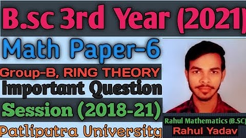 Important Question Paper-6 Bsc Math Honours| Patliputra University part-3rd