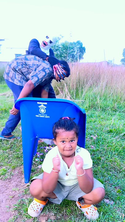 Little girl hides from ghost behind the Chair!😱You won’t believe his reaction 👻🤣😂🤪 #shorts