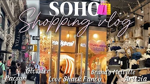 SOHO SHOPPING VLOG🛍Come shopping with me in nyc🚕🌉Brandy Melville, Pacsun, Aritzia, Garage, Glossier-