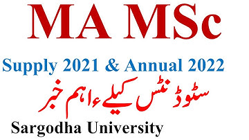 MA MSc Part 1 & 2 Supply 2021 & Annual 2022 Admission Confirmation Issues Sargodha University