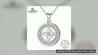EUDORA Sterling Silver Elegant Celtic Knot Round Pendant Good Luck Necklace Fashion Women Men Jewelr