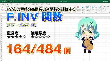 【Excel関数上級編】ExcelでF分布の累積分布関数の逆関数を計算するF.INV（エフ・インバース）関数