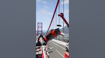 BeamNG drive | Flying Renault Demolishes Bridge Work Zone