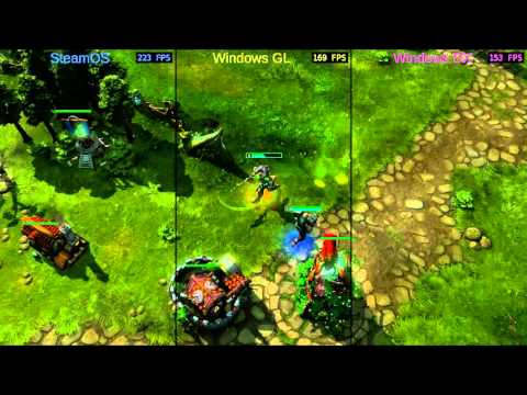 Heroes of Newerth benchmark on SteamOS & Windows 10