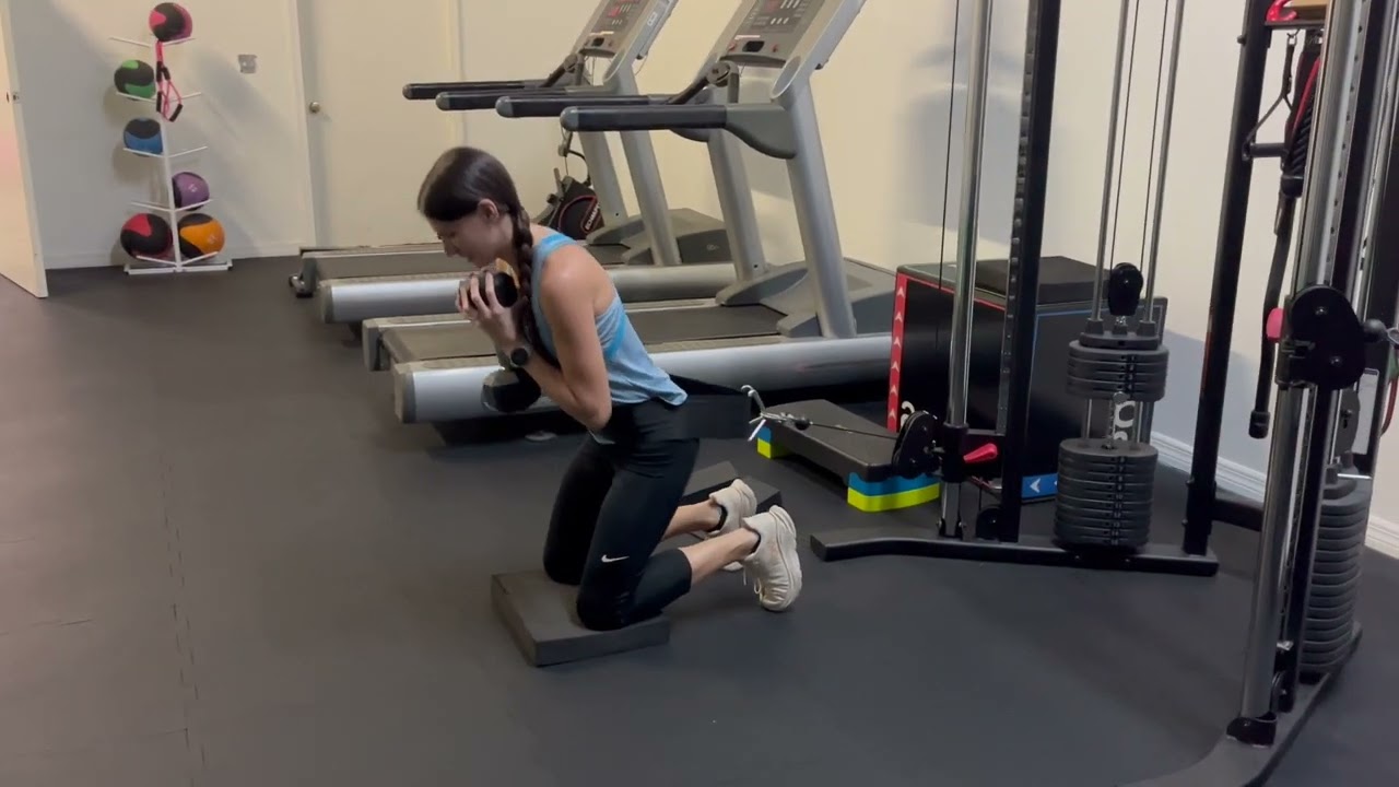 Tall Kneeling Goblet Hold Hip Extension with Cable Machine