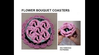 CROCHET FLOWER BOUQUET COASTERS, Crochet for the home, hostess gift,