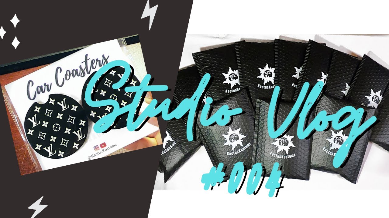 STUDIO VLOG 004: designing backing cards + car coasters + package orders  with me 