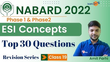 NABARD 2022  | Phase 1 & 2 Exam | ESI Concepts|  30 Important MCQs | Part 1| By Amit Sir