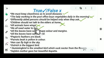 Important true /false for Class 3rd Looking Around Book EVs