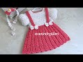 Trs belle et facile robe de bb au crochet  manches pastque 1 ans