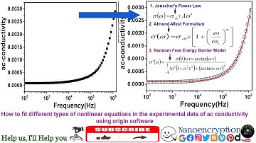 How to do fitting of different types of nonlinear equations in the ac conductivity via origin soft