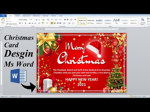 Word Tutorial:- Merry Christmas Card Design in Ms word | Ms word Design ||