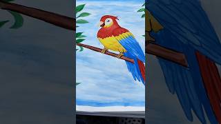 Colorful Parrot on a Branch beutiful painting#rohiniartandcraft #handmadewithlove #shortvideo