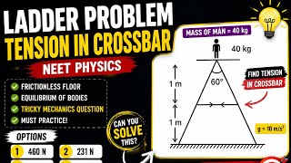 Tension in Ladder Crossbar 🔥 | Frictionless Floor Problem | NEET Physics
