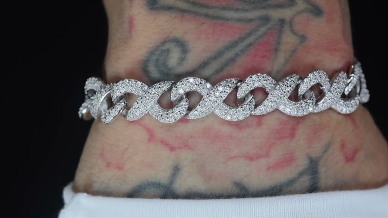 Moissanite diamond infinity bracelet, Moissanite hip hop bracelet, moissanite cuban link bracelet