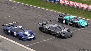 3x Maserati MC12 GT1 on Track - EPIC Sounds!