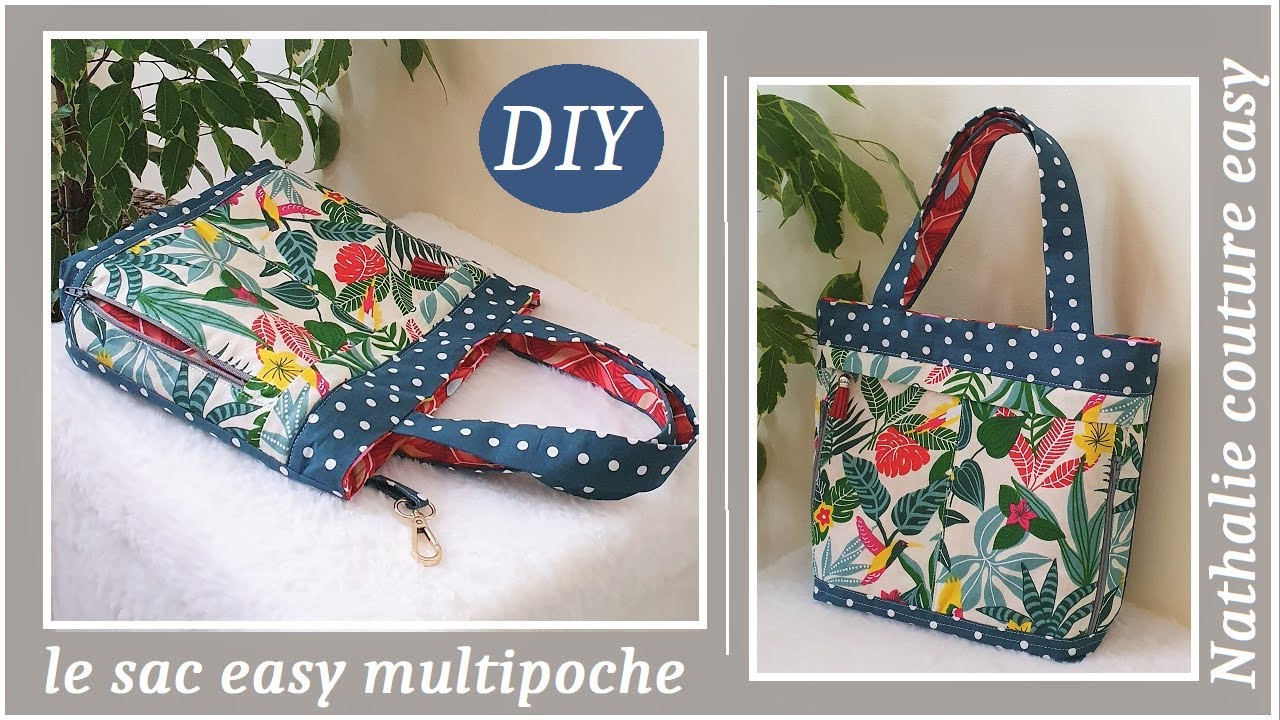 DIY facile pour un sac multipoche par Nathalie couture easy - YouTube
