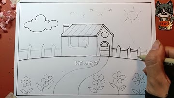 vẽ phong cảnh quê hương em | Ngôi nhà trong tranh |Không gian trong tác phẩm hội họa - KCart3