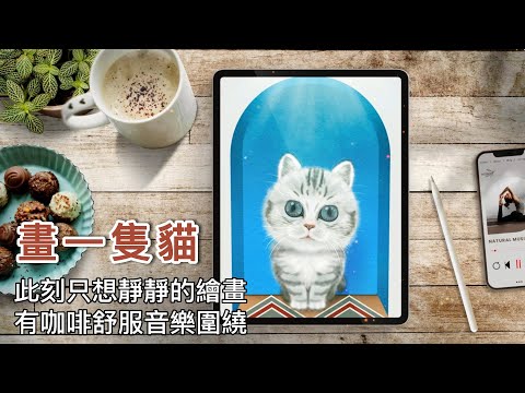 畫一隻貓｜此刻只想靜靜的繪畫，有咖啡舒服音樂圍繞｜ipad procreate畫貓