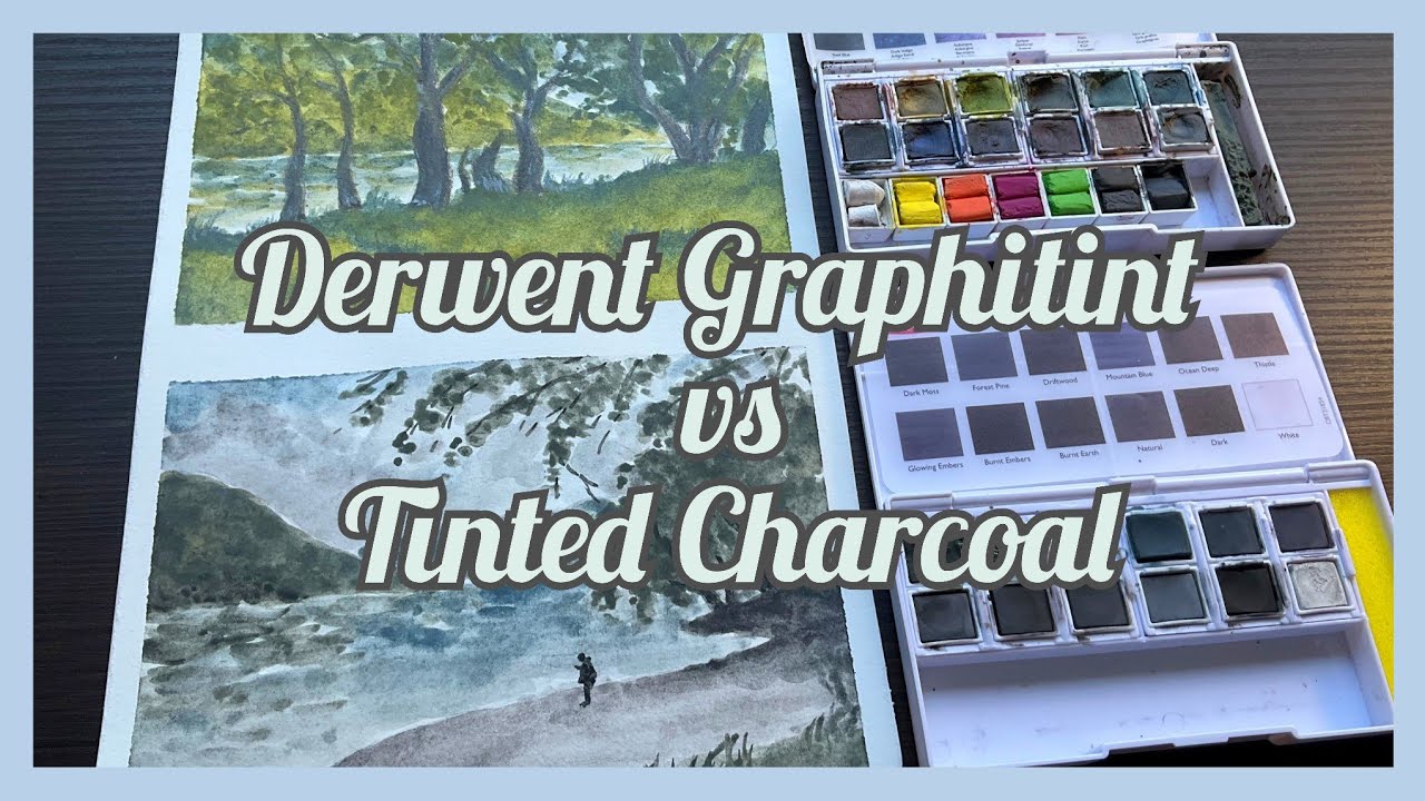Derwent Graphitint vs Tinted Charcoal paint pan sets SpeedPaint 💕 YouTube