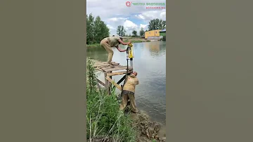 Укрепление берега шпунтовыми сваями из ПВХ