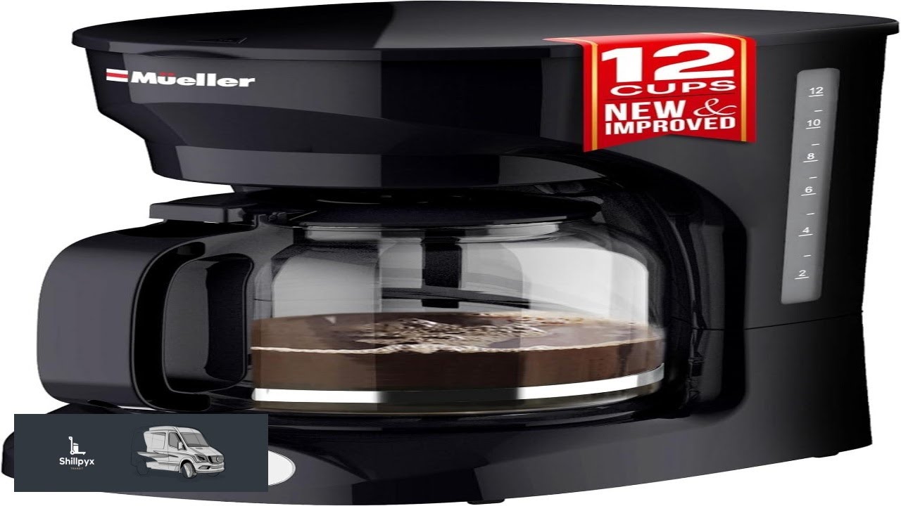 Mueller 12 Cup Drip Coffee Maker Borosilicate Carafe Auto Off Reusable Filter Anti Drip