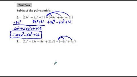Algebra 2 Chapter 7.1 Adding and Subtracting Polynomials