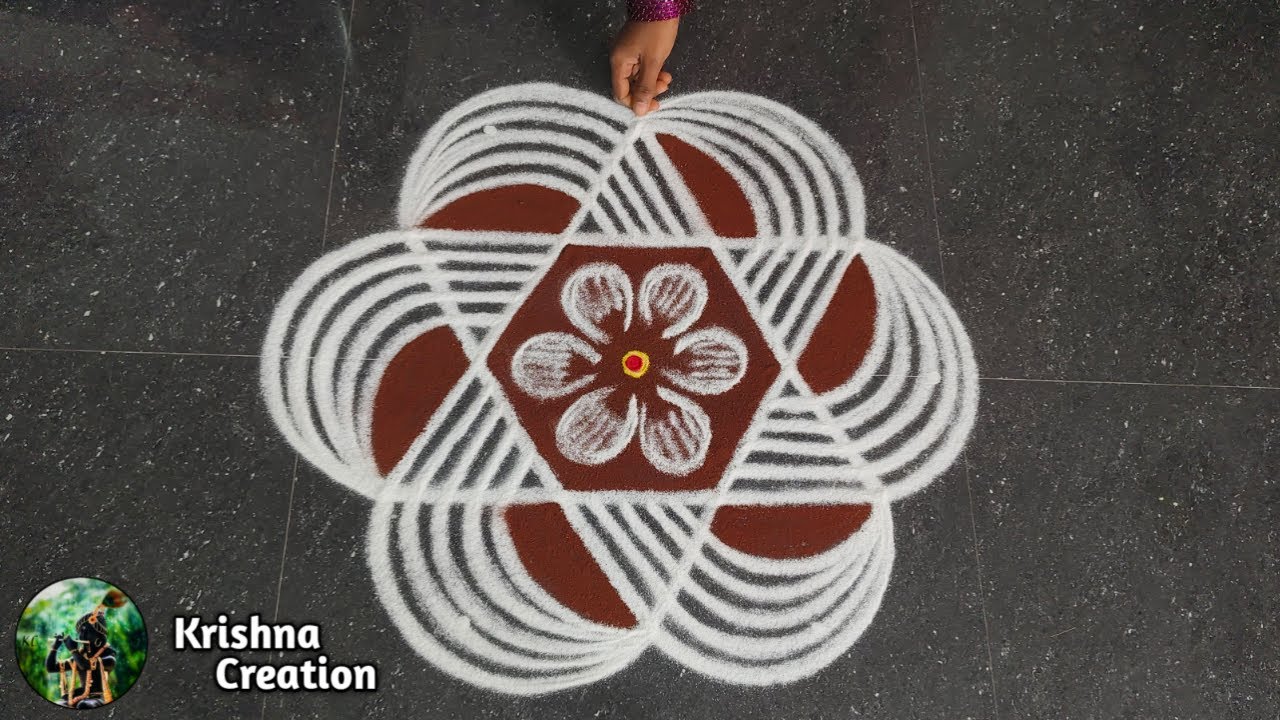 Easy Padi Kolam Design with 5x3 dots | Creative Rangoli | Padi Kolam Muggulu | Rangoli Kolam