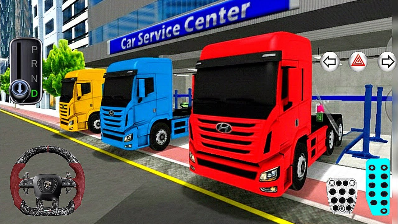 Transporter Truck Parking in Service Center - 3D Driving Class - 3D Driving Class Game - Car Game