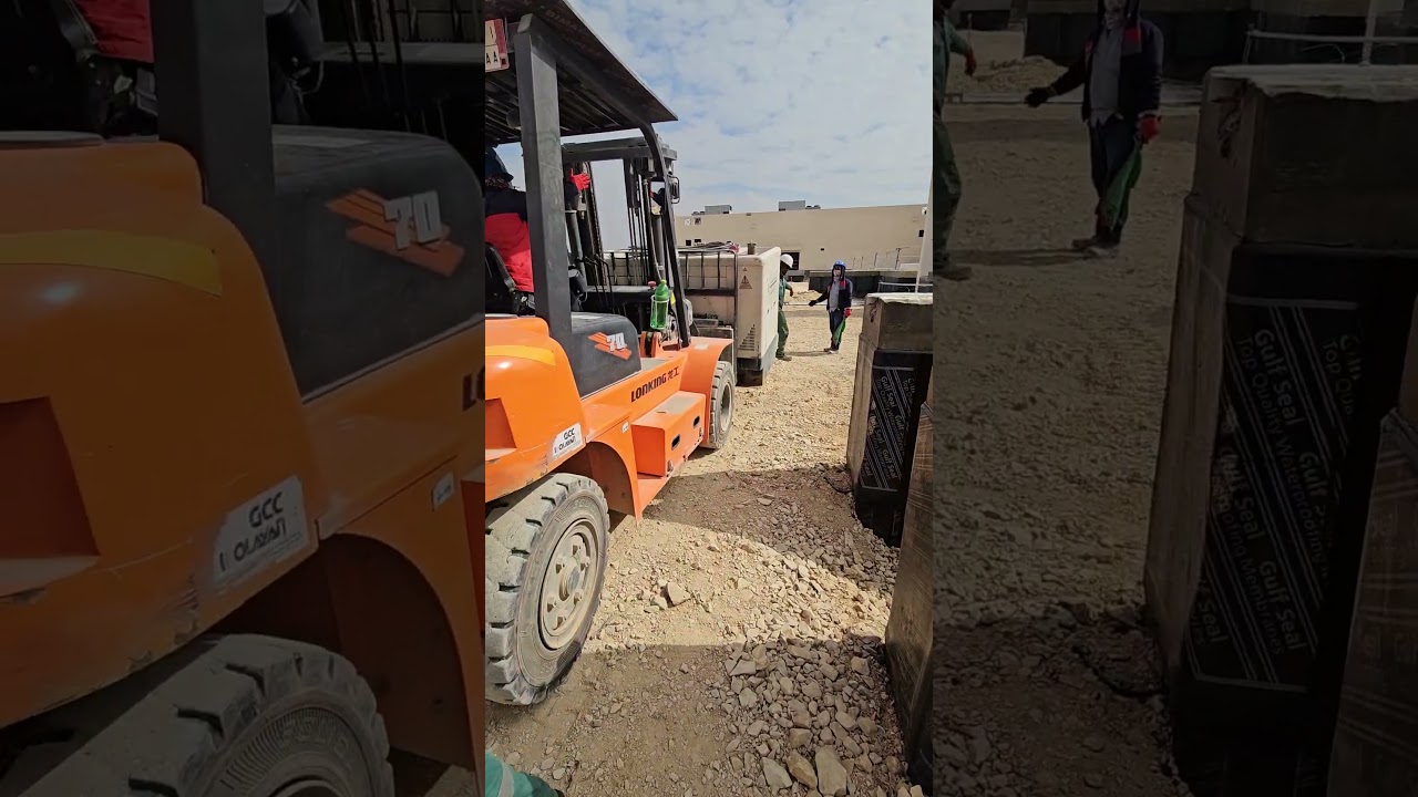Pov: Forklift shifting a generator on construction site