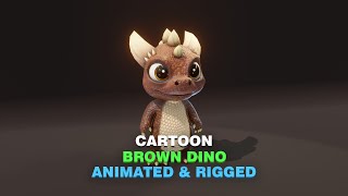 Cartoon Brown Dinosaur 3D Model Animated Character