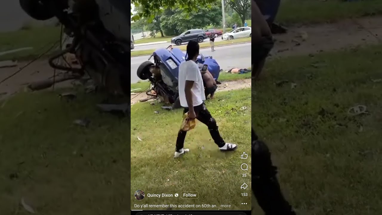 Man Hanging Out Car After Crash 