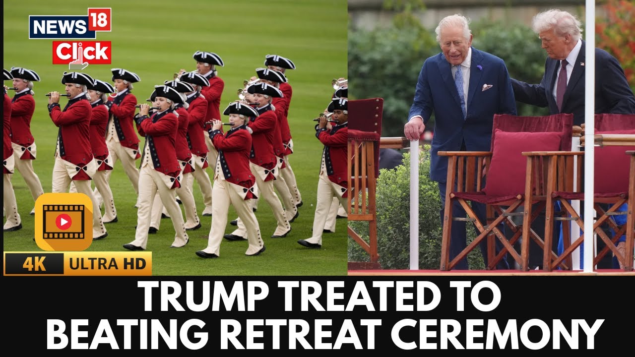 Trump Treated to Beating Retreat Ceremony In UK | Grand Military Display | Trump UK Visit | 4K |N18G