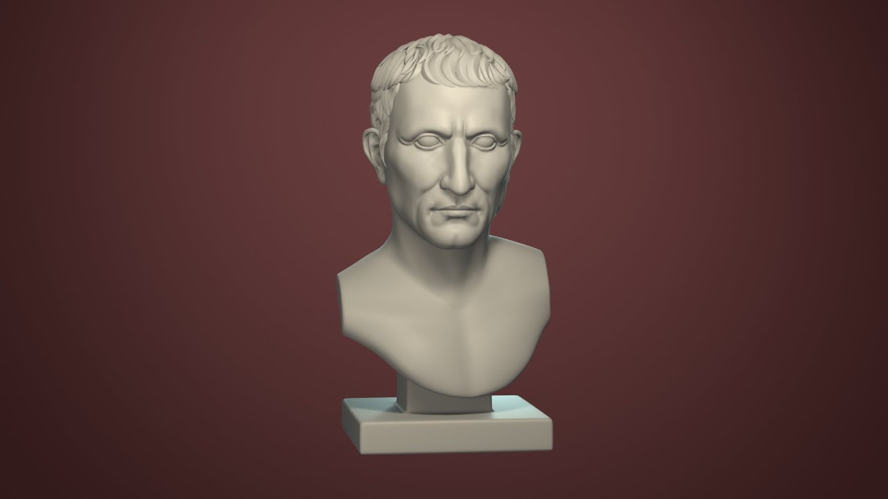 Semi Realistic Gaius Julius Caesar Bust Printable 3D Model Turntable #2