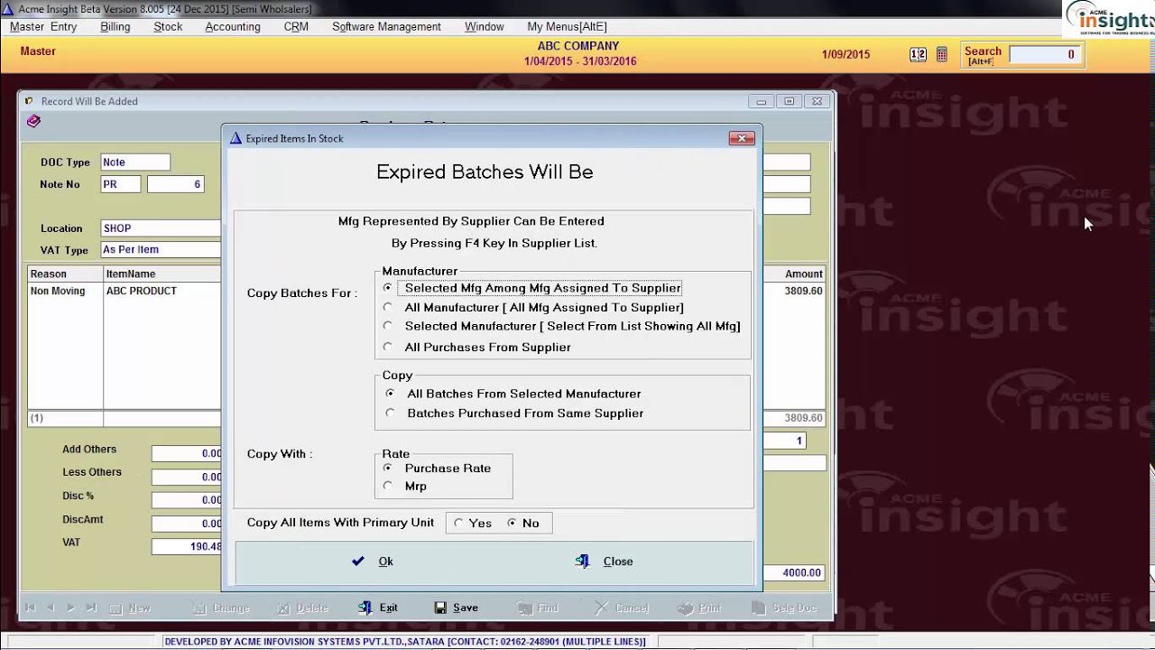 Purchase Return In Acme Insight Software [Marathi] - YouTube