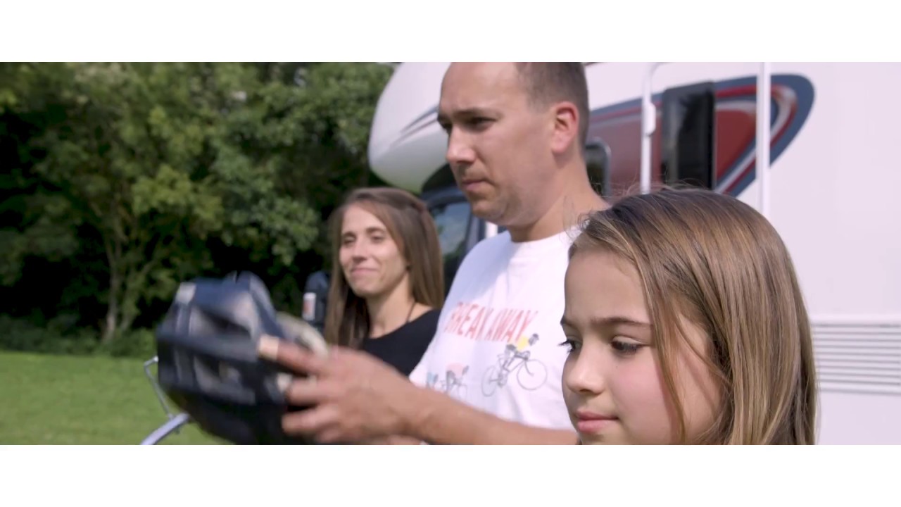 The Auto-Trail Tracker LB motorhome features and island bed and external BBQ point