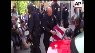 Police Fired Tear Gas And Flash-Bang Grenades To Disperse The Crowds In A May Day Protest In Oakla