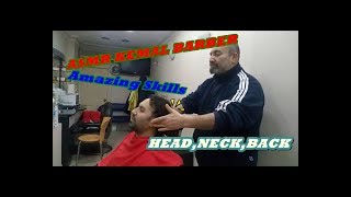 (ASMR MASSAGE) Amazing relaxing techniques from Turkish barber [Head,Neck,Back]