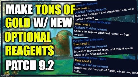 9.2: Make TONS of gold w/ new optional crafting reagents! Do this NOW! WoW Shadowlands GoldMaking