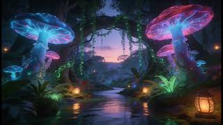 8 Hours Fantasy Mushroom Forest 🌿 Water & Bird Sounds for Sleep | Ambient Cozy Background Ambience screenshot 5