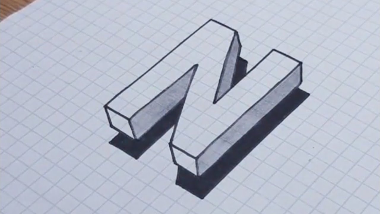 How to make 3d drawing of letter N in Easy way