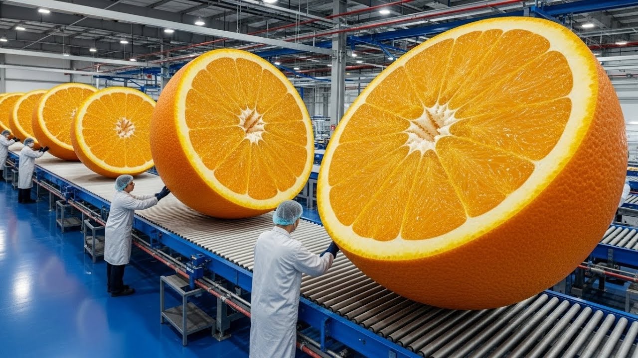 Inside a Modern Orange Juice Factory: From Fresh Oranges to Bottled Juice (Full AI imagined Process)