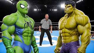 GREEN SPIDERMAN vs YELLOW HULK - EPIC BATTLE