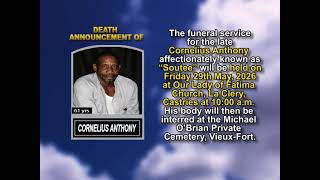 Cornelius Anthony ~ Short Obituary