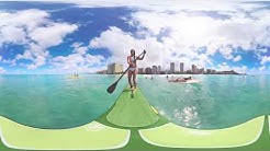 Stand Up Paddleboard (SUP) Surfing on Oahu, Hawaii - 360 Video (#LetHawaiiHappen with WaikikiLove) 